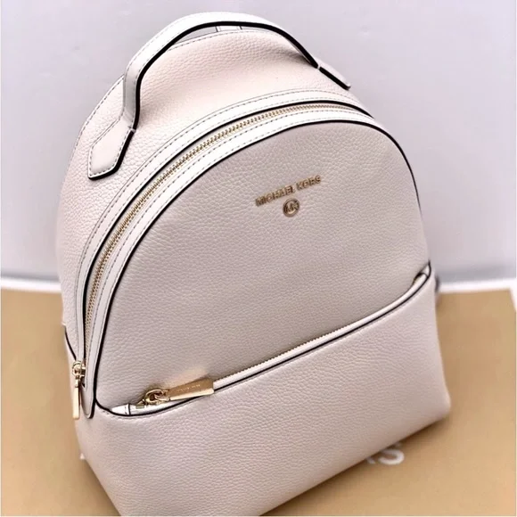 Michael Kors Valerie Medium Light Cream Pebbled Leather Backpack - Picture 7 of 12